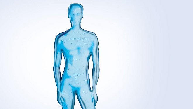 Silhouette di un uomo blu trasparente